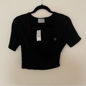 NWT Nollie black cropped Wrap Ballet Top L